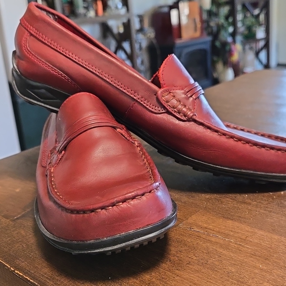 Deer Stag Made In Brazil Womens Burgundy Walking Loafers Leather Size 6.5W